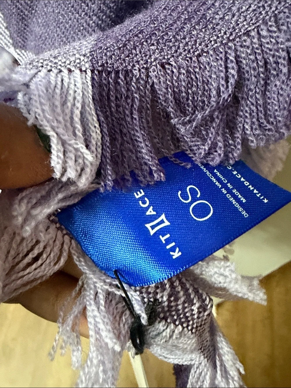 Kit & Ace Purple Gradient Fringe merino wool blend Scarf